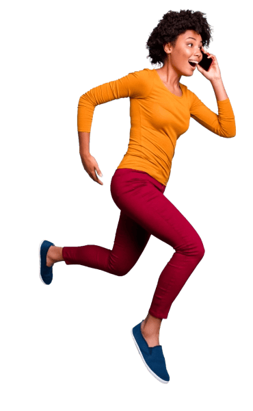 Vrouw is blij met zakelijke sim-only